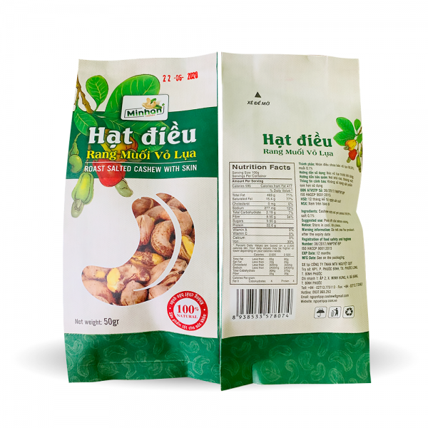 HẠT ĐIỀU RANG MUỐI VỎ LỤA - TÚI W50GR